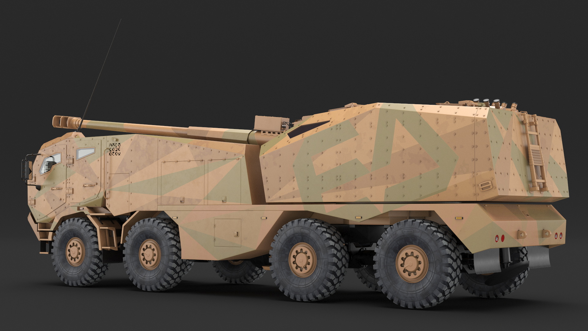 3D model Wheeled Armored Howitzer in Desert Camouflage