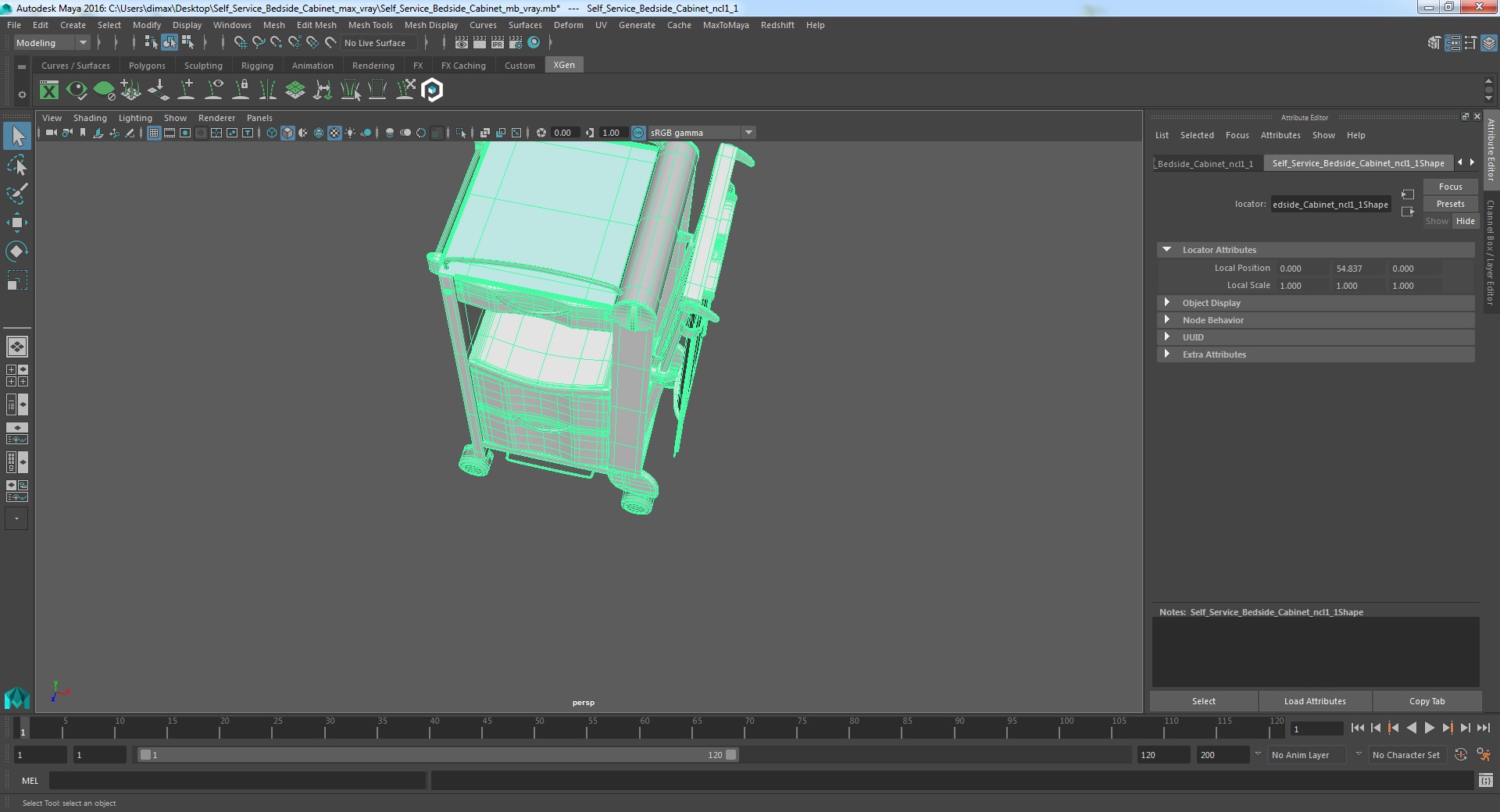 3D Self Service Bedside Cabinet model