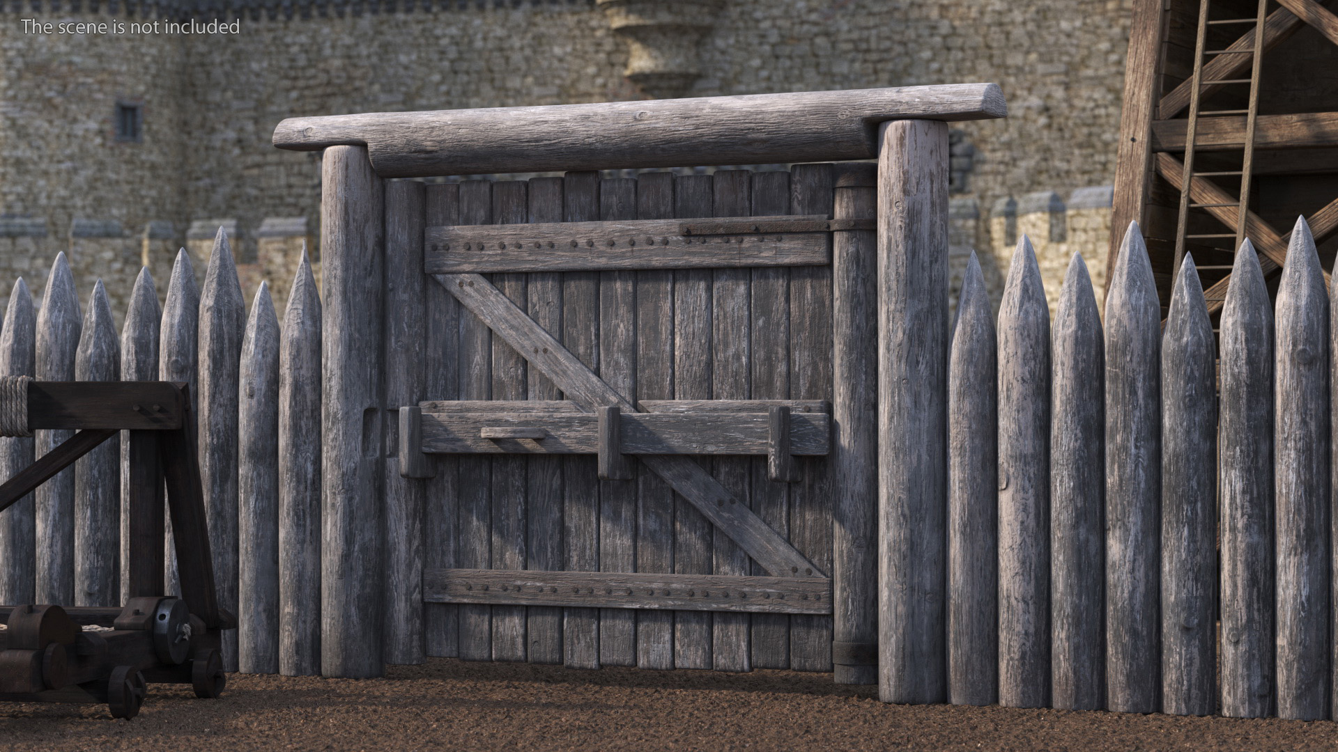 3D model Old Faded Fence with Gate