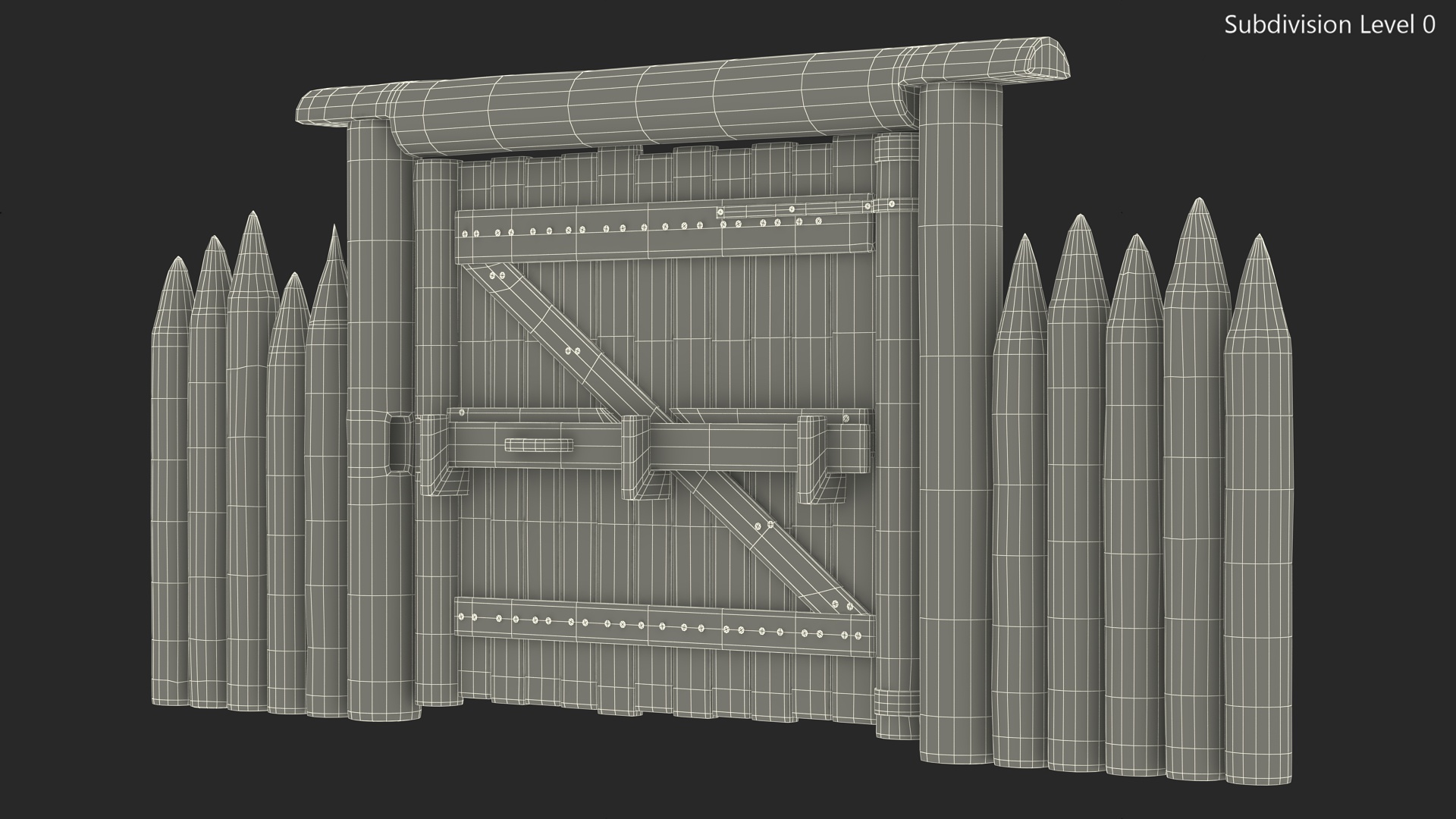 3D model Old Faded Fence with Gate