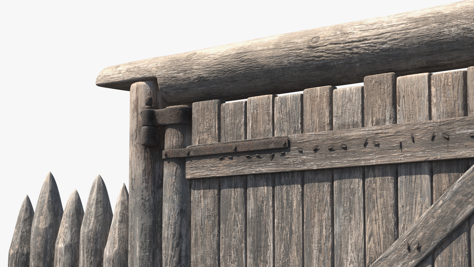 3D model Old Faded Fence with Gate