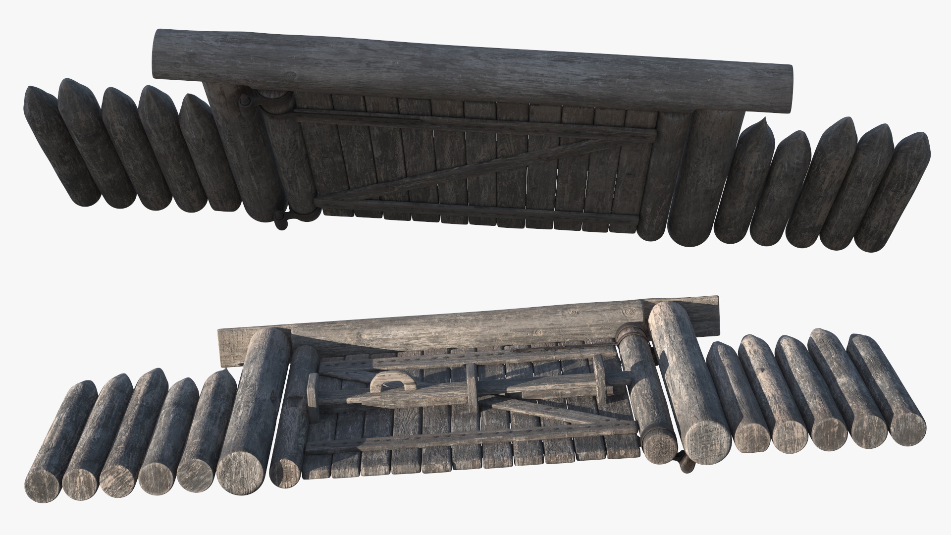 3D model Old Faded Fence with Gate