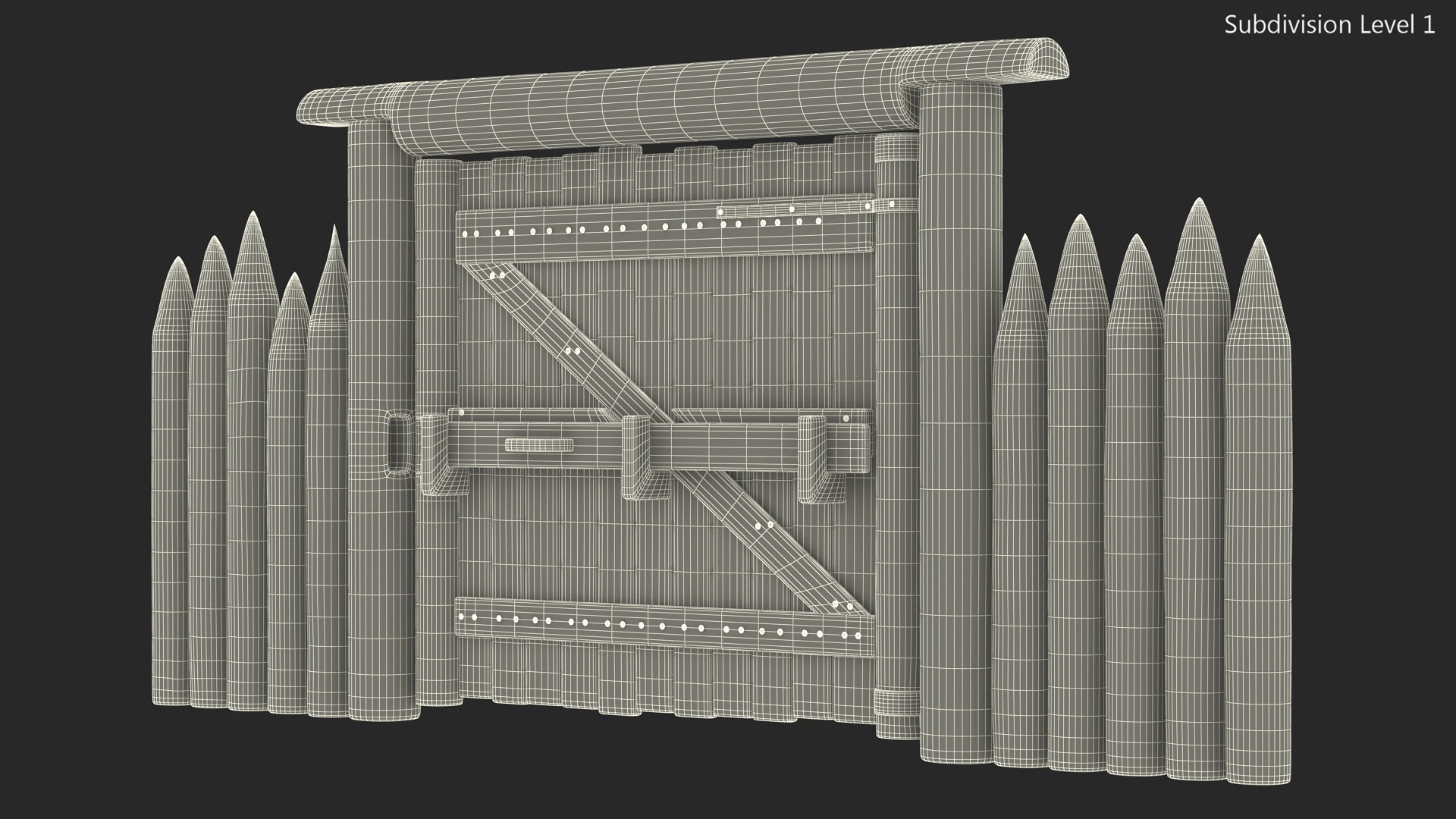 3D model Old Faded Fence with Gate