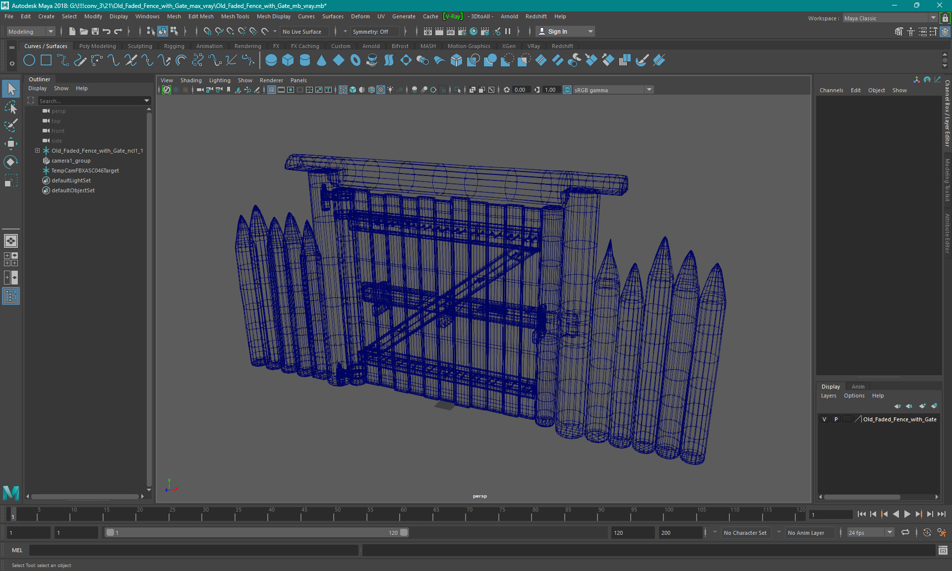 3D model Old Faded Fence with Gate