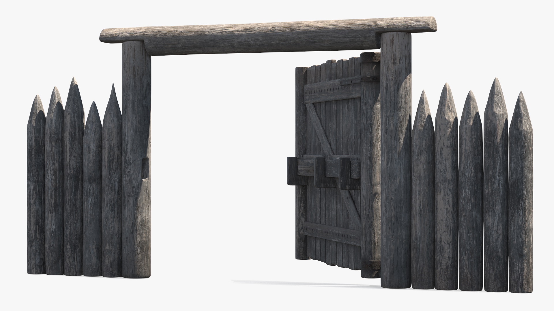 3D model Old Faded Fence with Gate