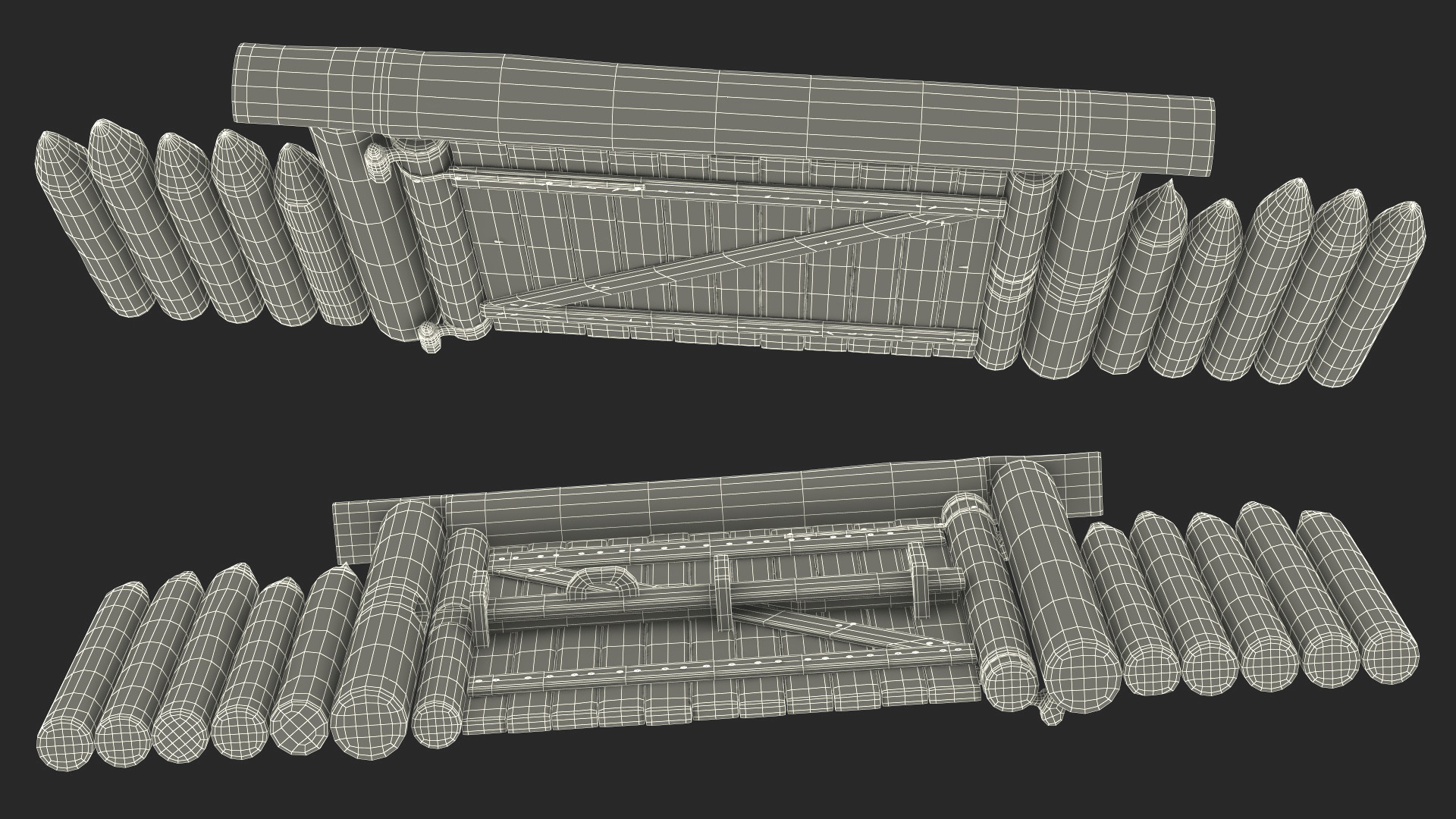 3D model Old Faded Fence with Gate