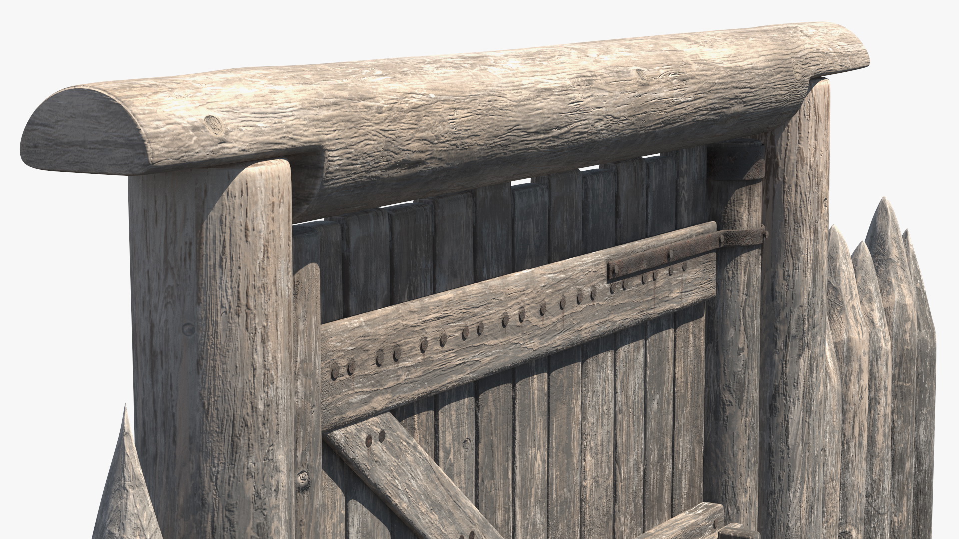 3D model Old Faded Fence with Gate