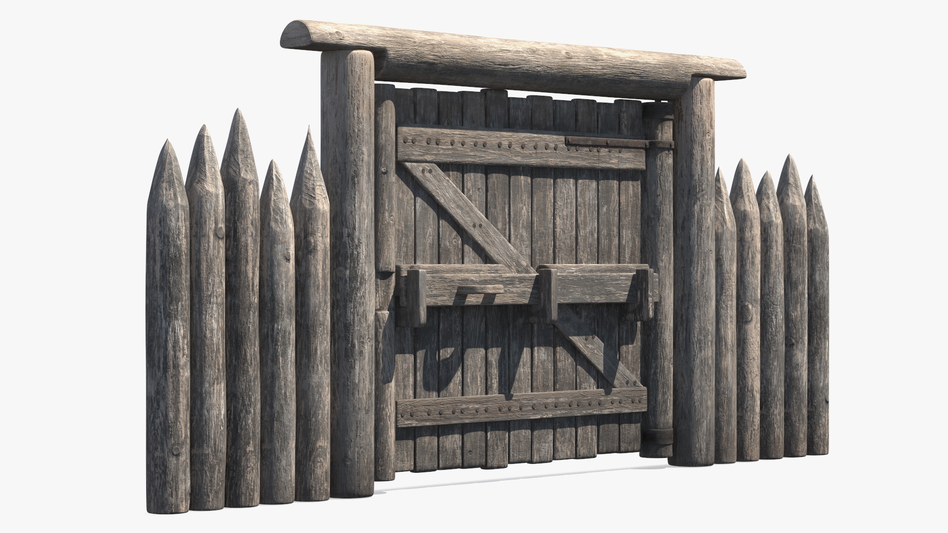 3D model Old Faded Fence with Gate