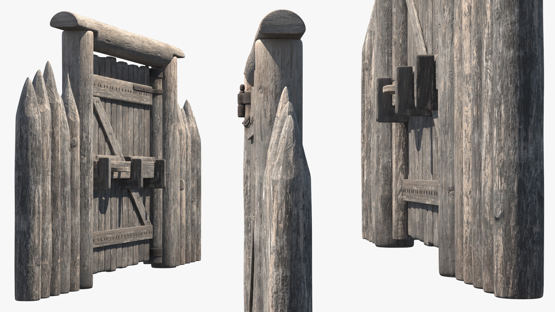 3D model Old Faded Fence with Gate