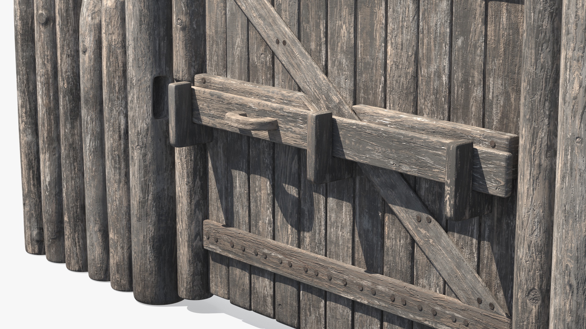 3D model Old Faded Fence with Gate