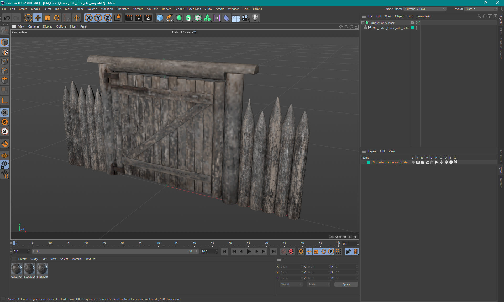 3D model Old Faded Fence with Gate