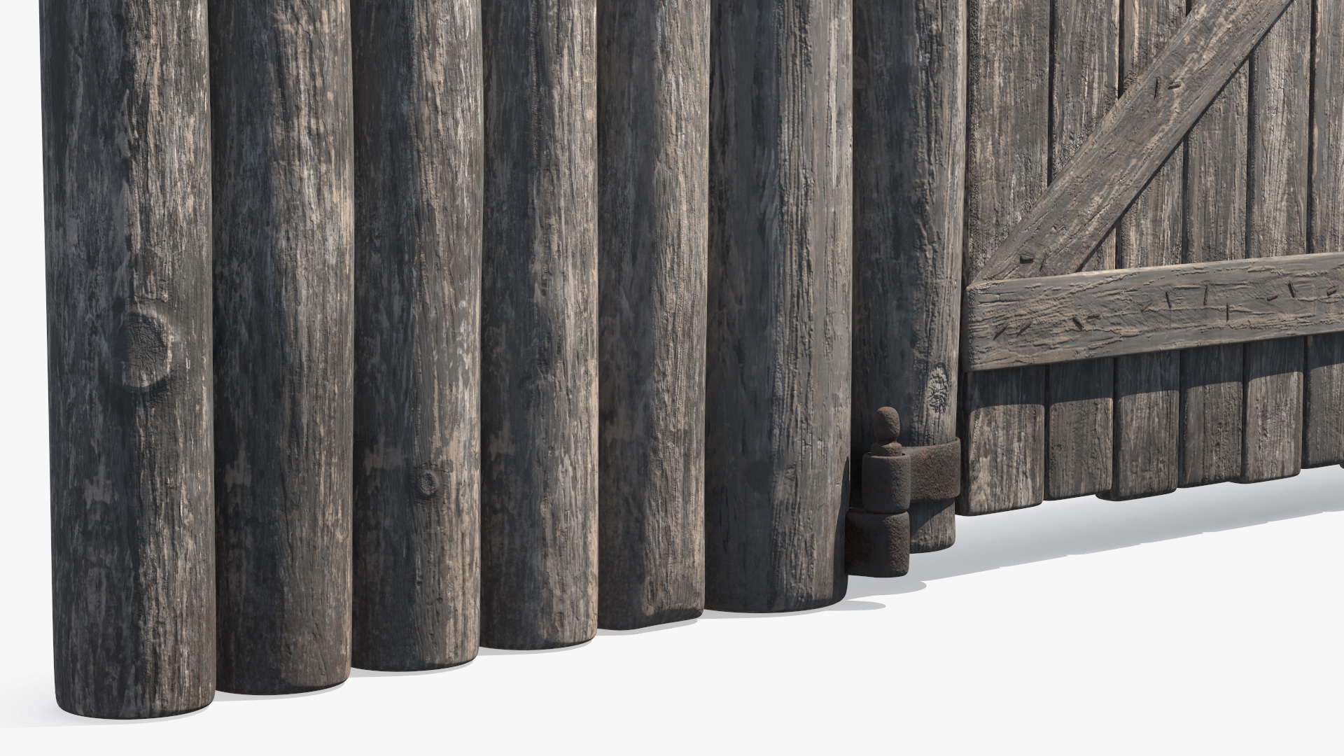 3D model Old Faded Fence with Gate