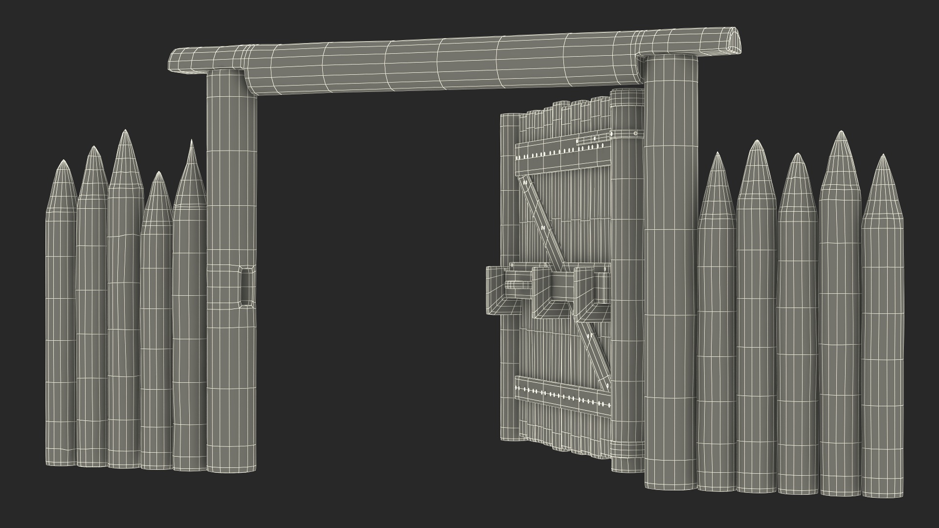 3D model Old Faded Fence with Gate