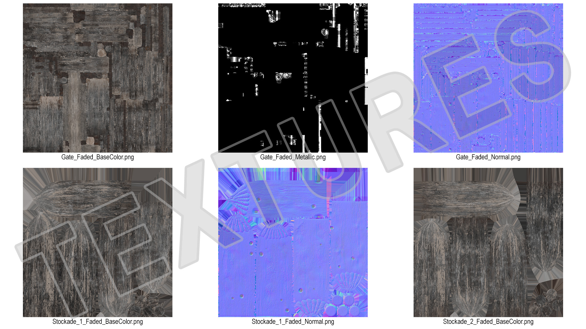 3D model Old Faded Fence with Gate