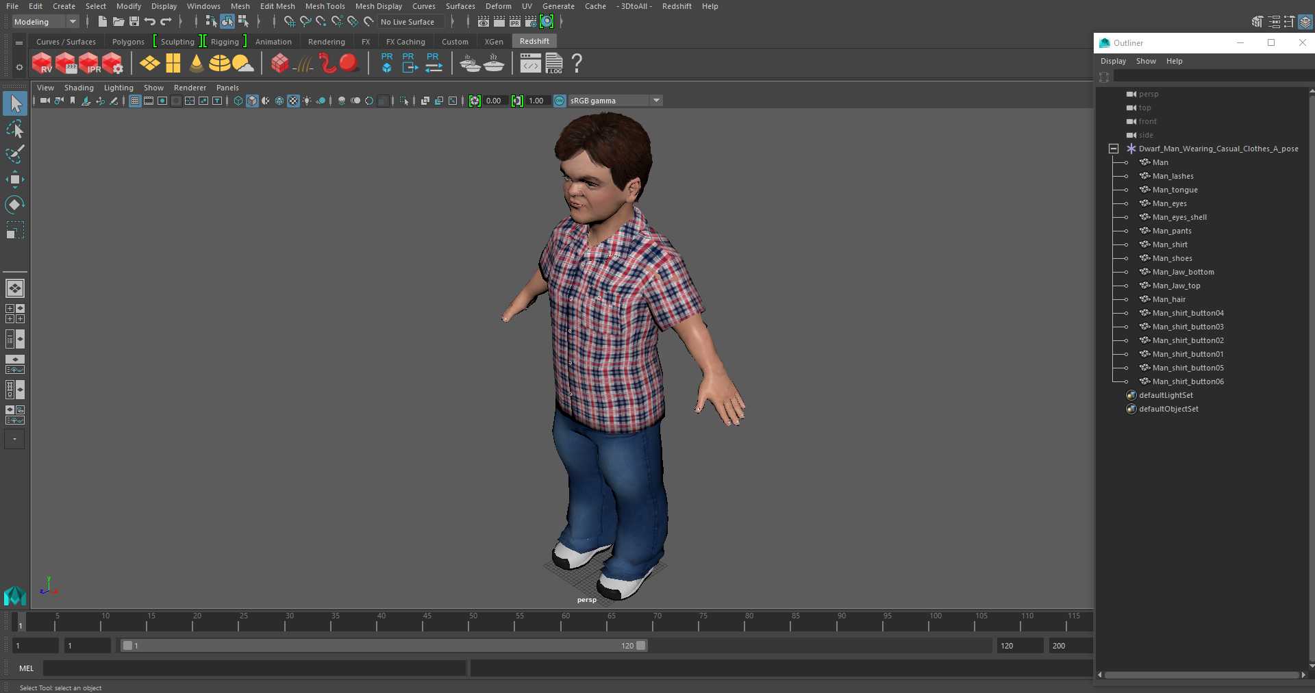 Dwarf Man Wearing Casual Clothes A-pose 3D model