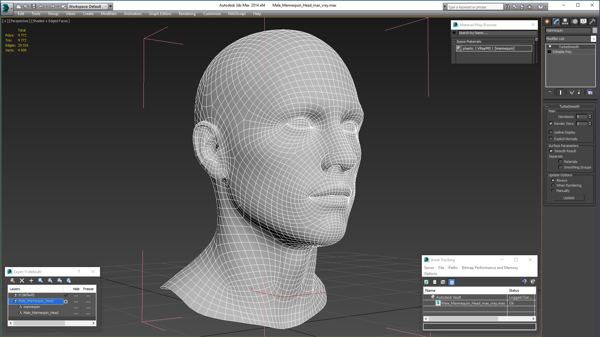 Male Mannequin Head 3D model