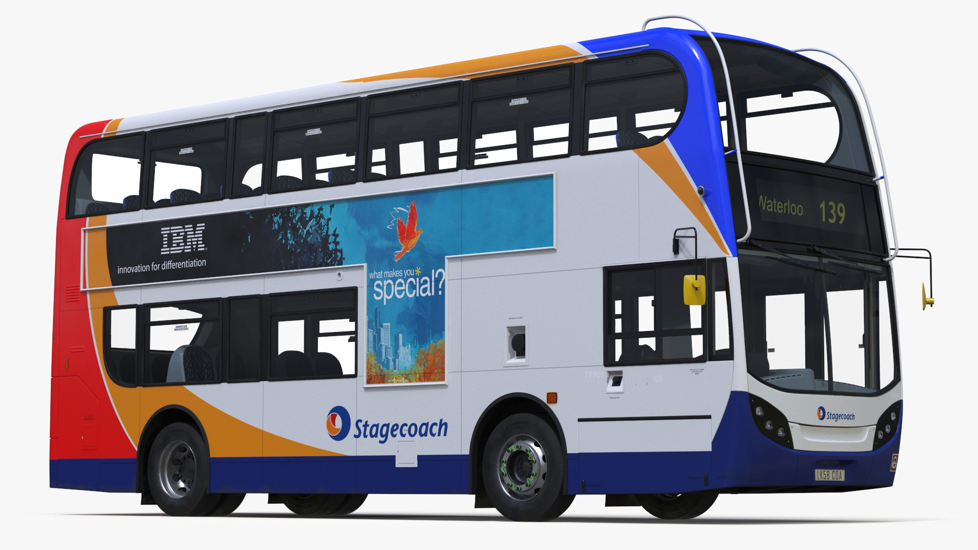 3D Double Decker City Bus Enviro400 Simple Interior model