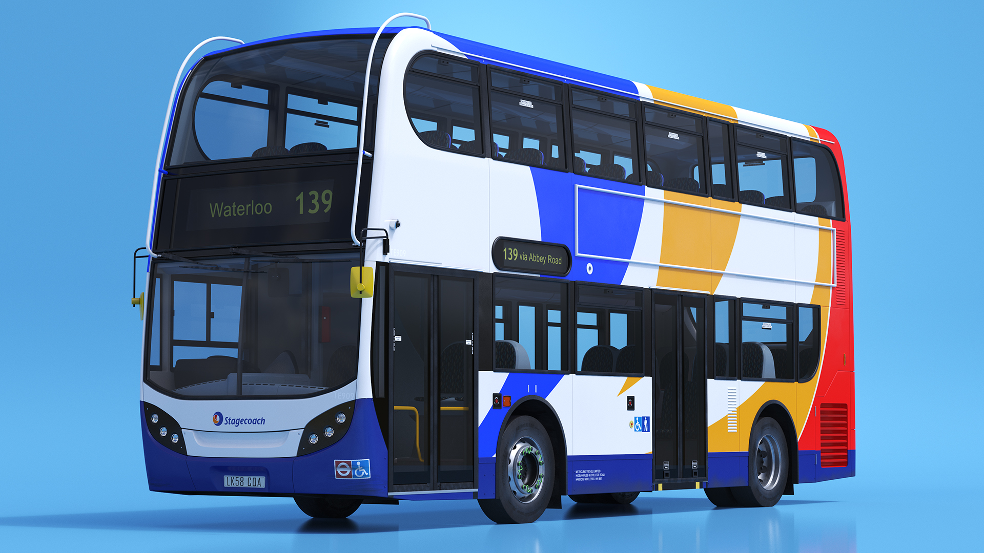 3D Double Decker City Bus Enviro400 Simple Interior model