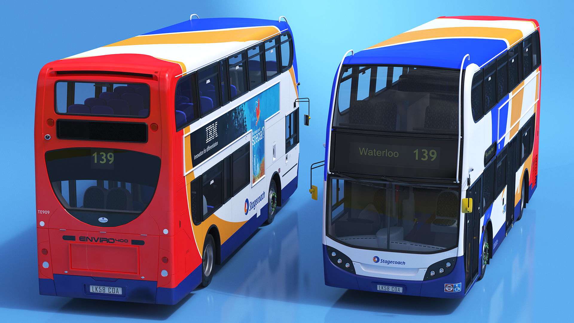 3D Double Decker City Bus Enviro400 Simple Interior model