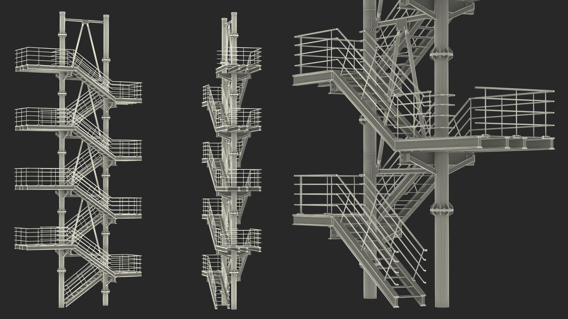 3D model Modular Fire Escape Black