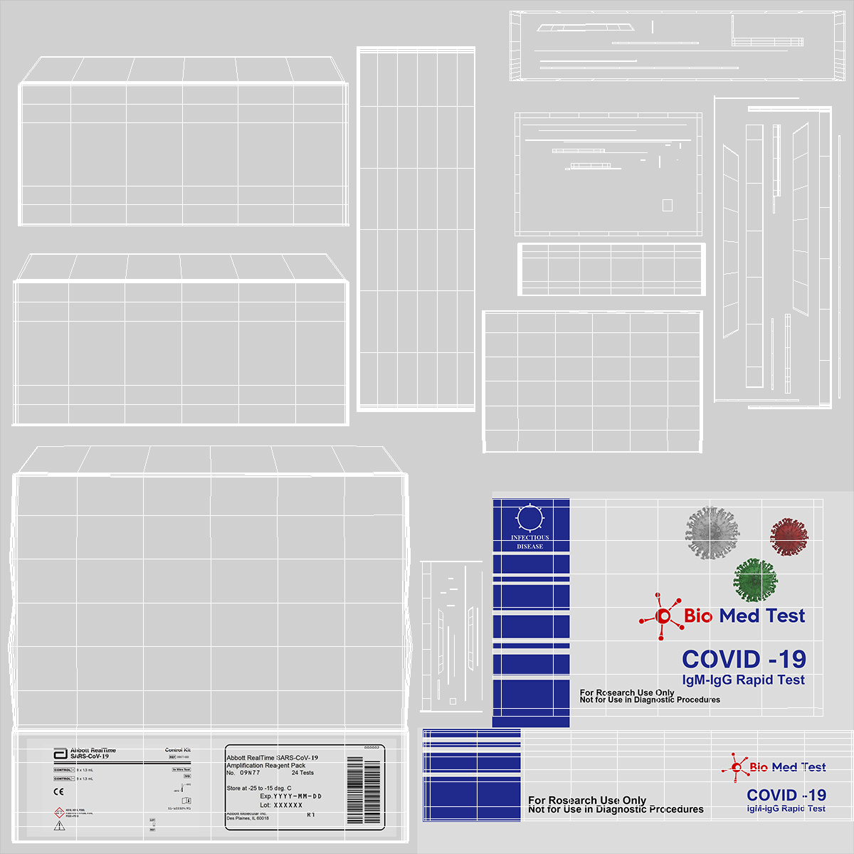 3D model COVID 19 Rapid Diagnostic Test Pack