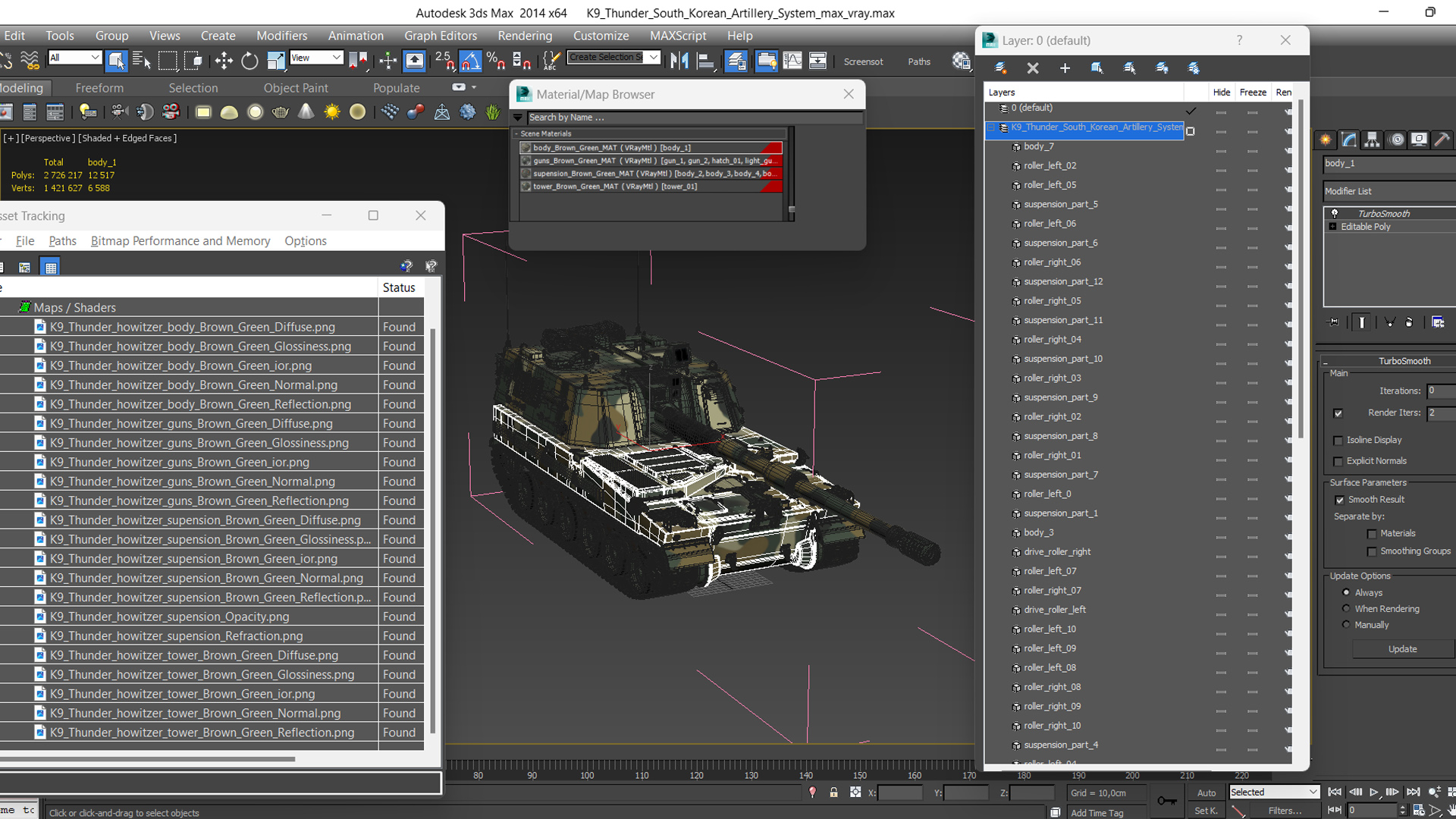 3D model K9 Thunder South Korean Artillery System