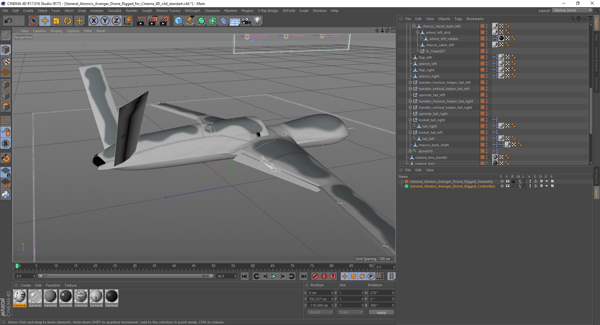 3D model General Atomics Avenger Drone Rigged for Cinema 4D