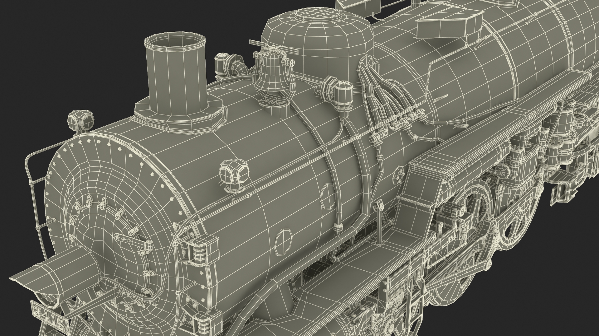 3D model Steam Engine with Freight Cars