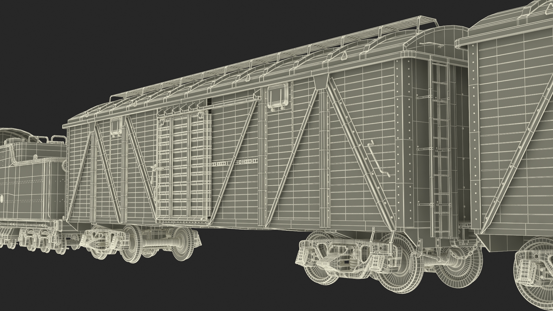 3D model Steam Engine with Freight Cars