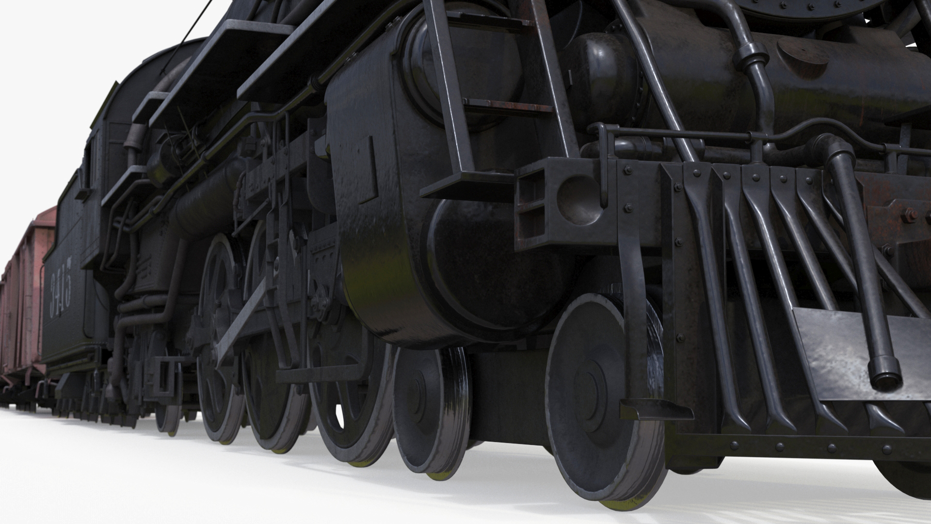 3D model Steam Engine with Freight Cars