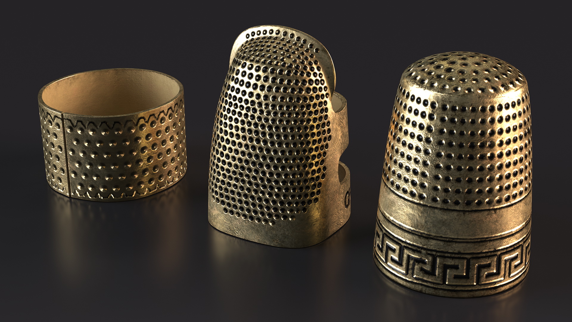 3D model Tailor Finger Protectors Golden Set