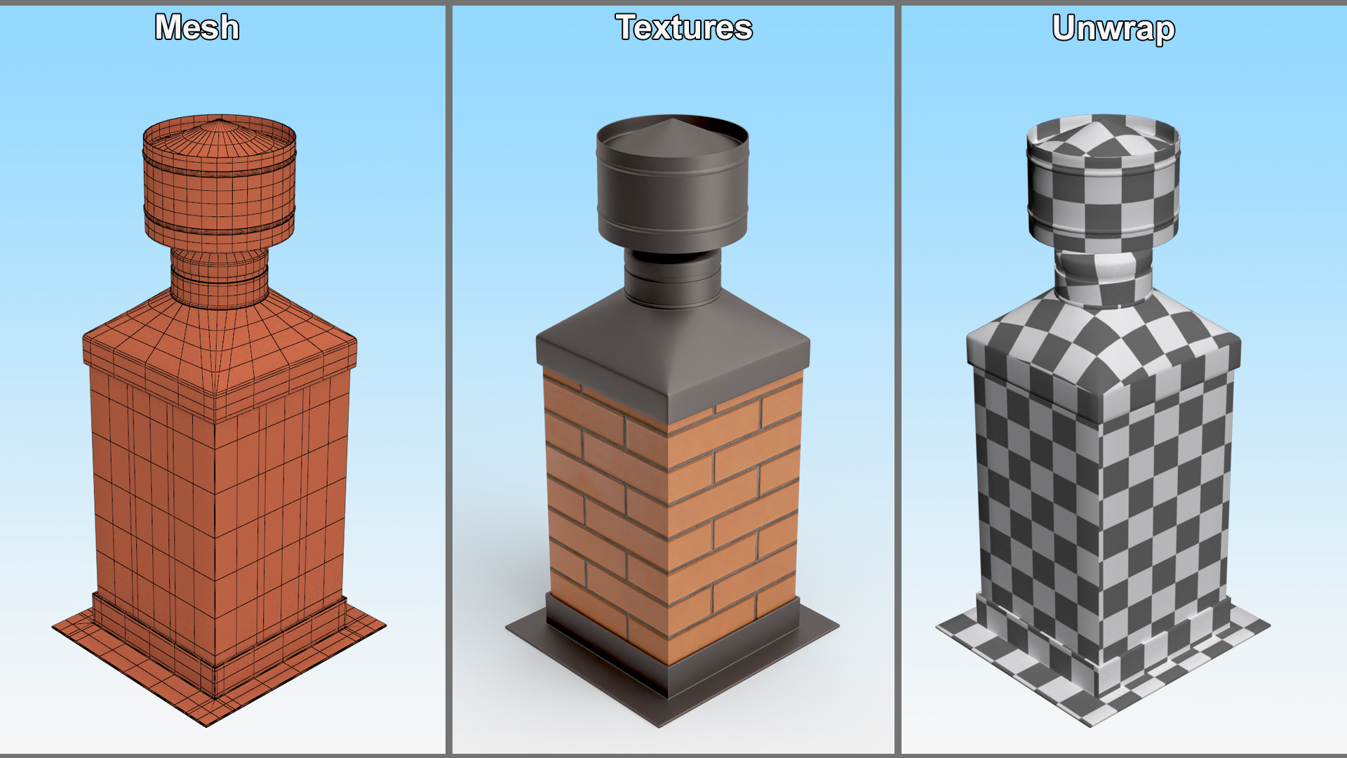 3D model Masonry Fireplace Chimney