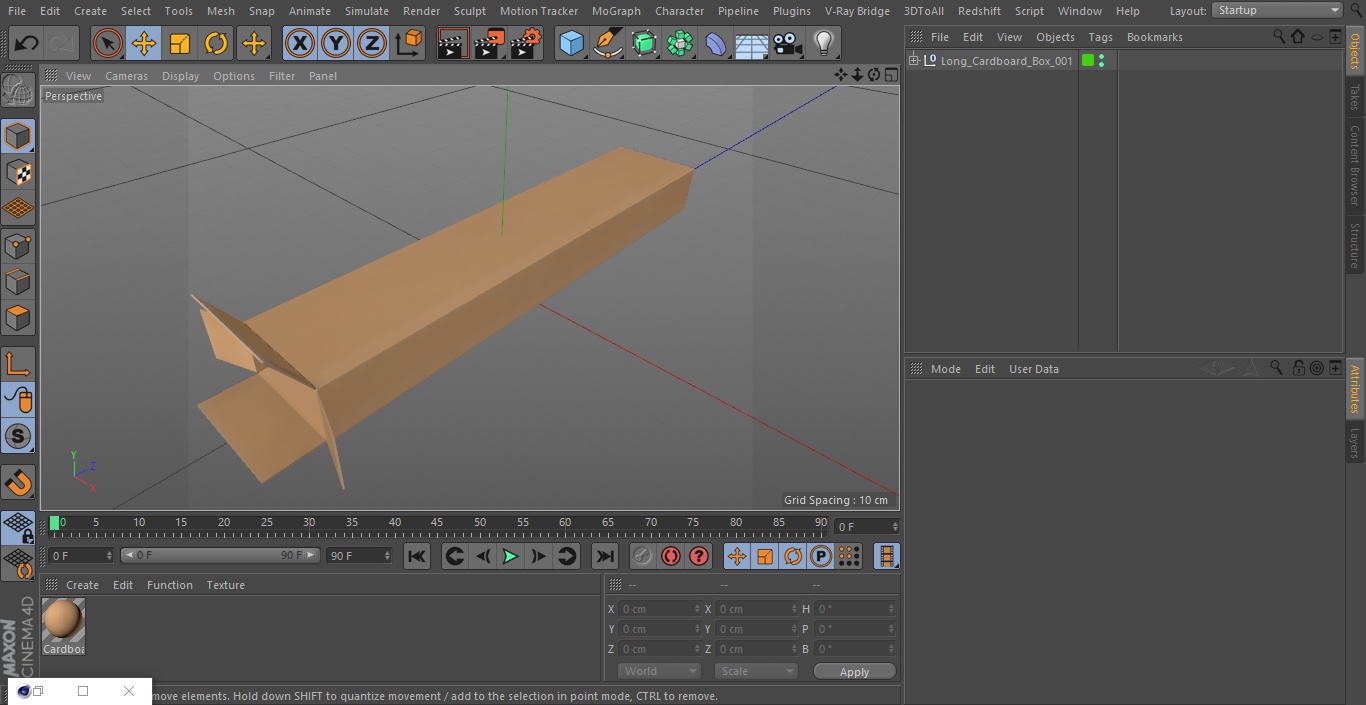 3D Long Cardboard Box model