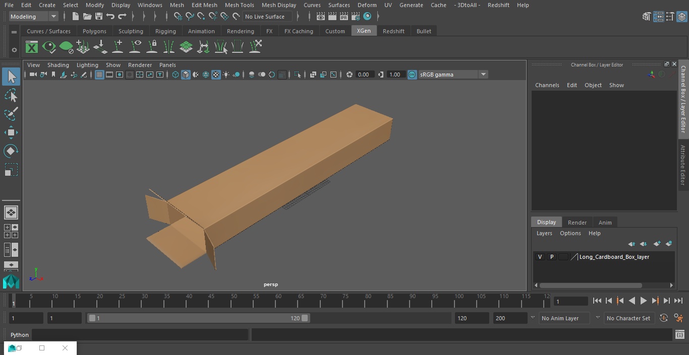 3D Long Cardboard Box model