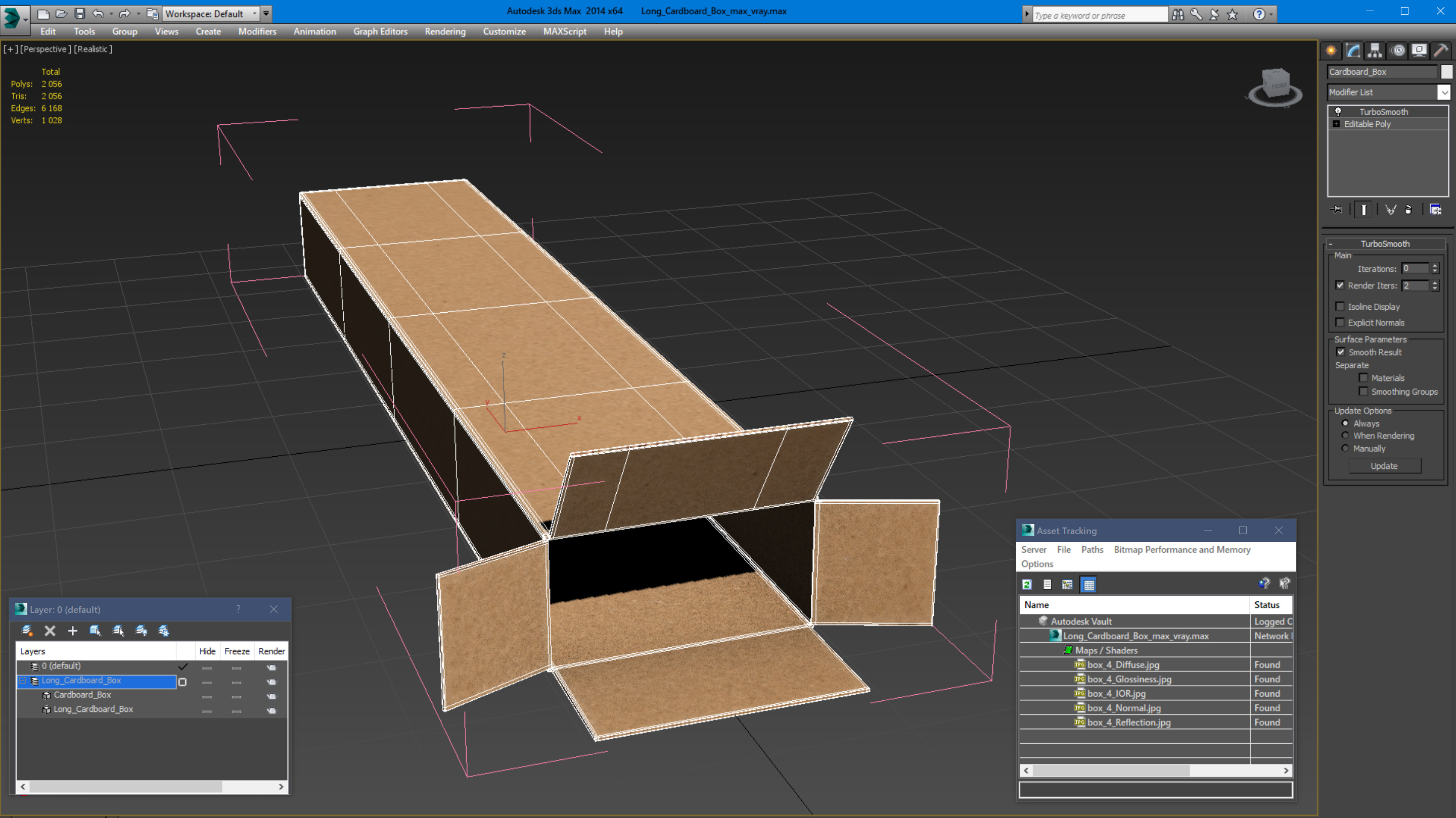 3D Long Cardboard Box model