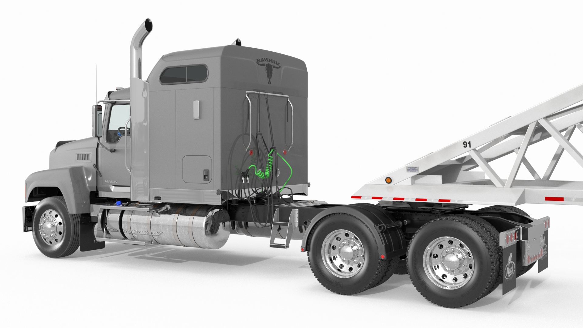 3D Mack CHU613 Truck with Manac Bottom Dump Trailer model