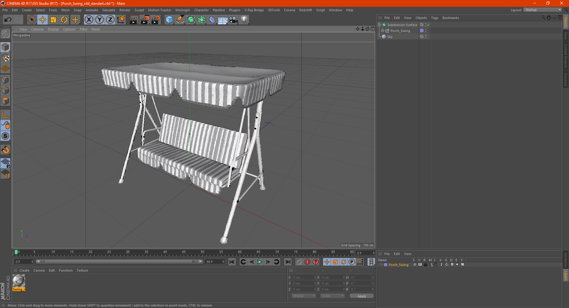 3D Porch Swing Grey Line