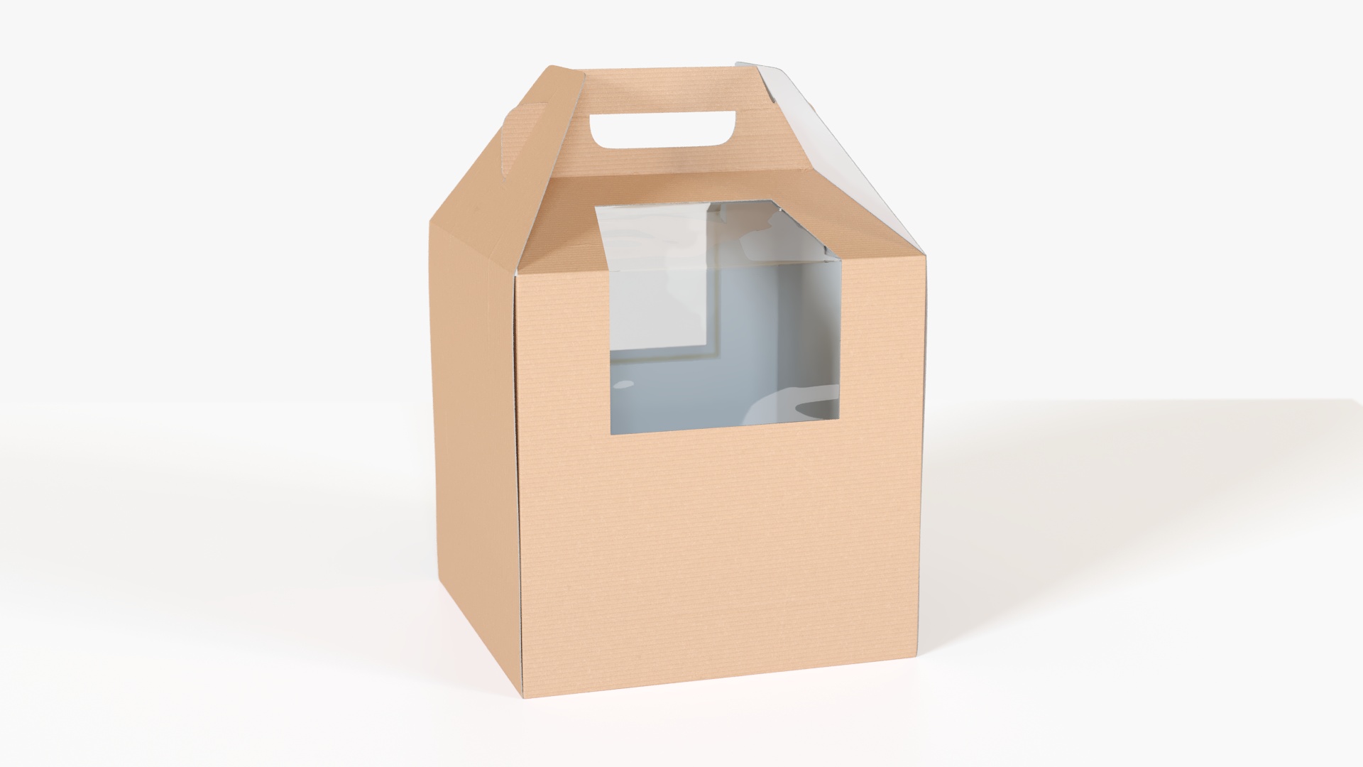 3D W Packaging Tall Cake Box Kraft with Window model