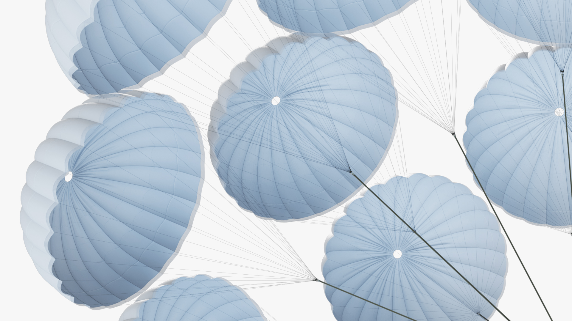 3D Cluster of Military Parachutes with Cargo