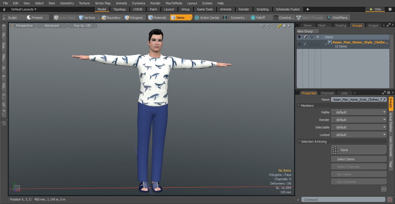 3D model Asian Man Home Style Clothes T Pose