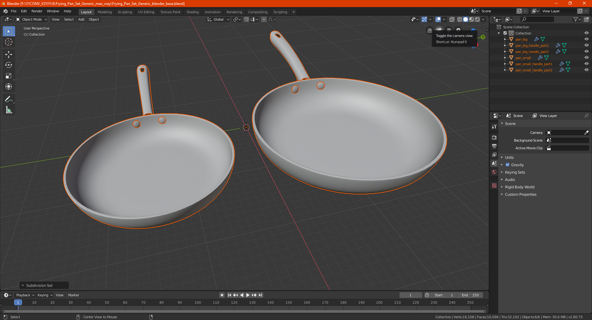 Frying Pan Set Generic 3D