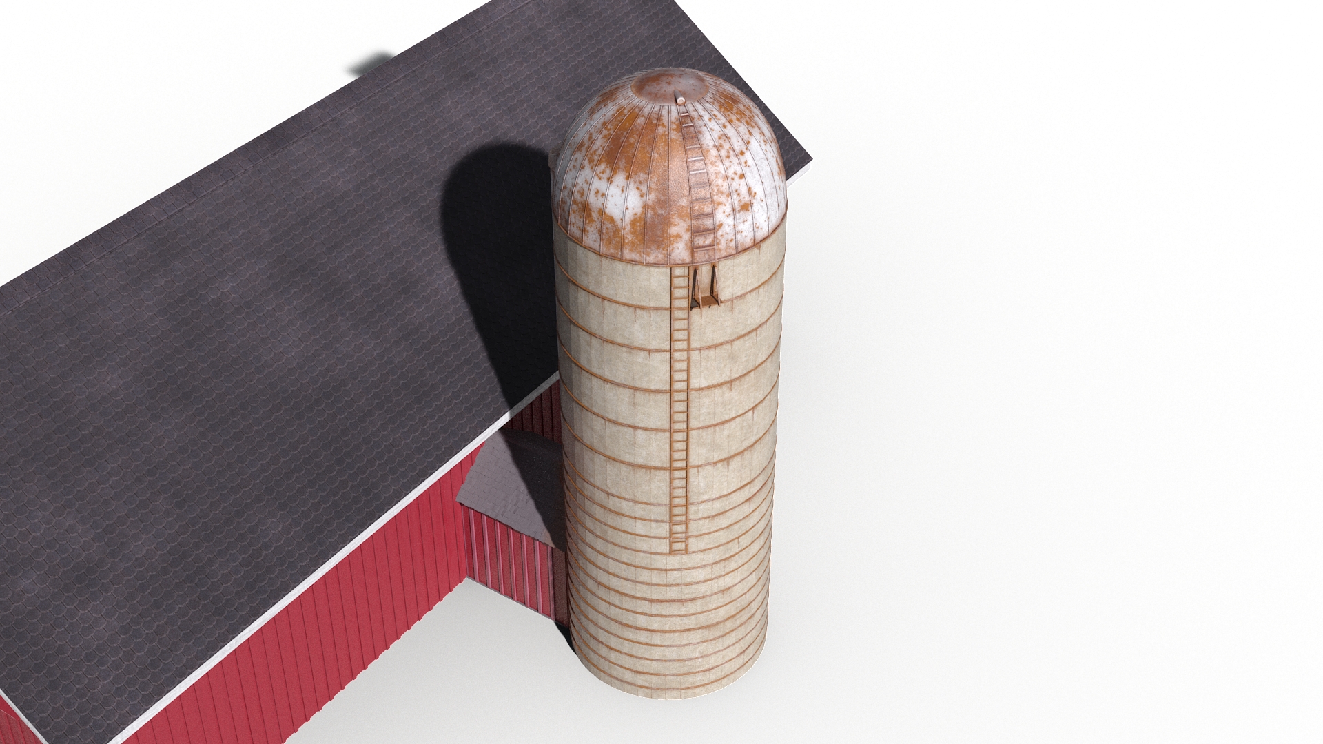 Barn Silo Red Old 3D