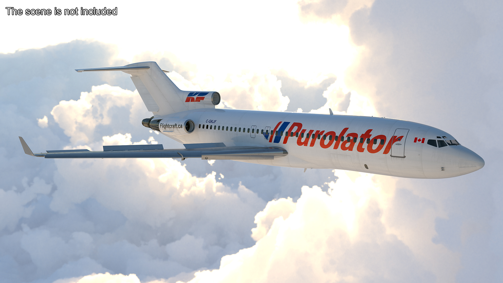 3D Boeing 727-100 Purolator Rigged