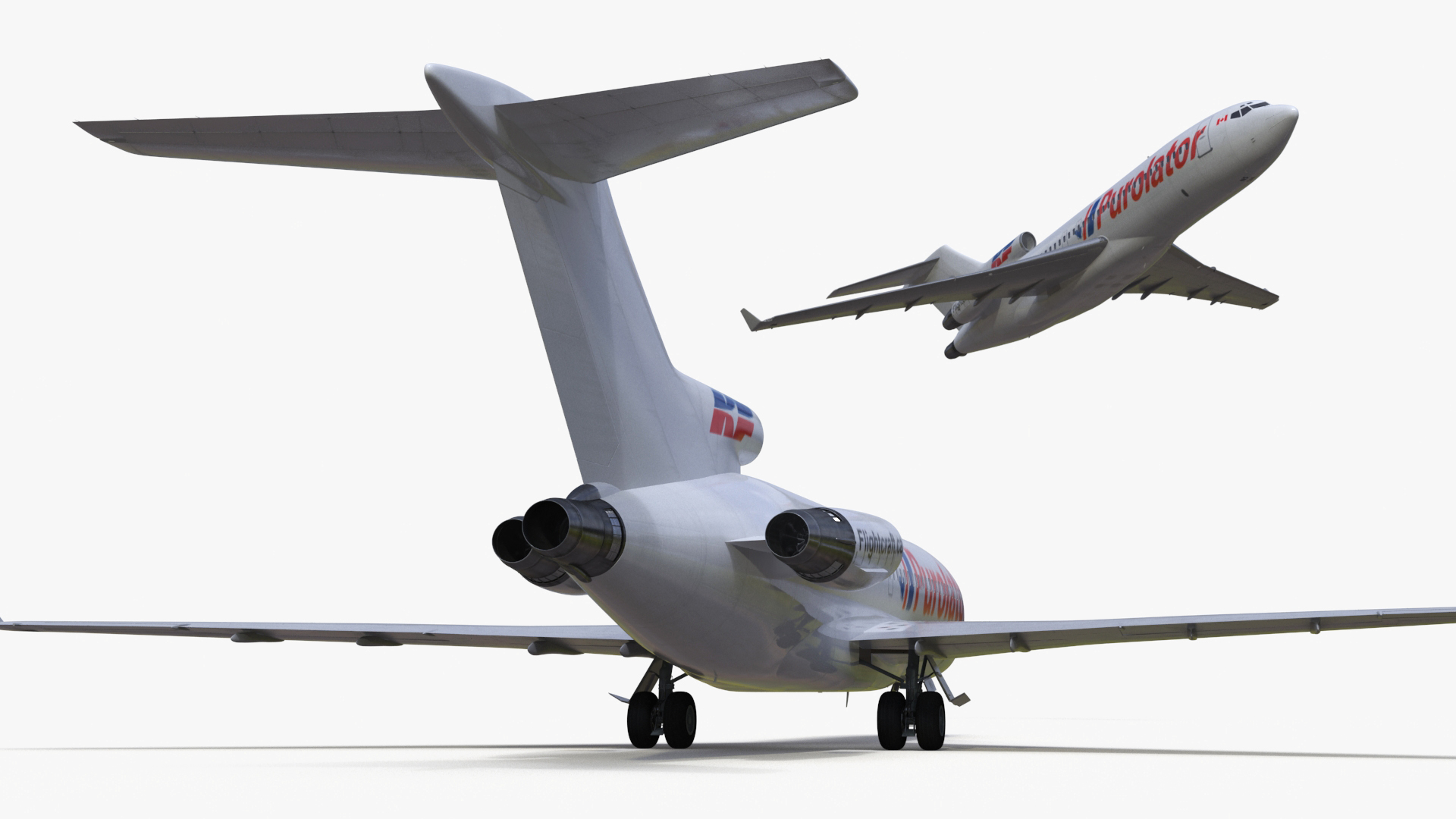 3D Boeing 727-100 Purolator Rigged