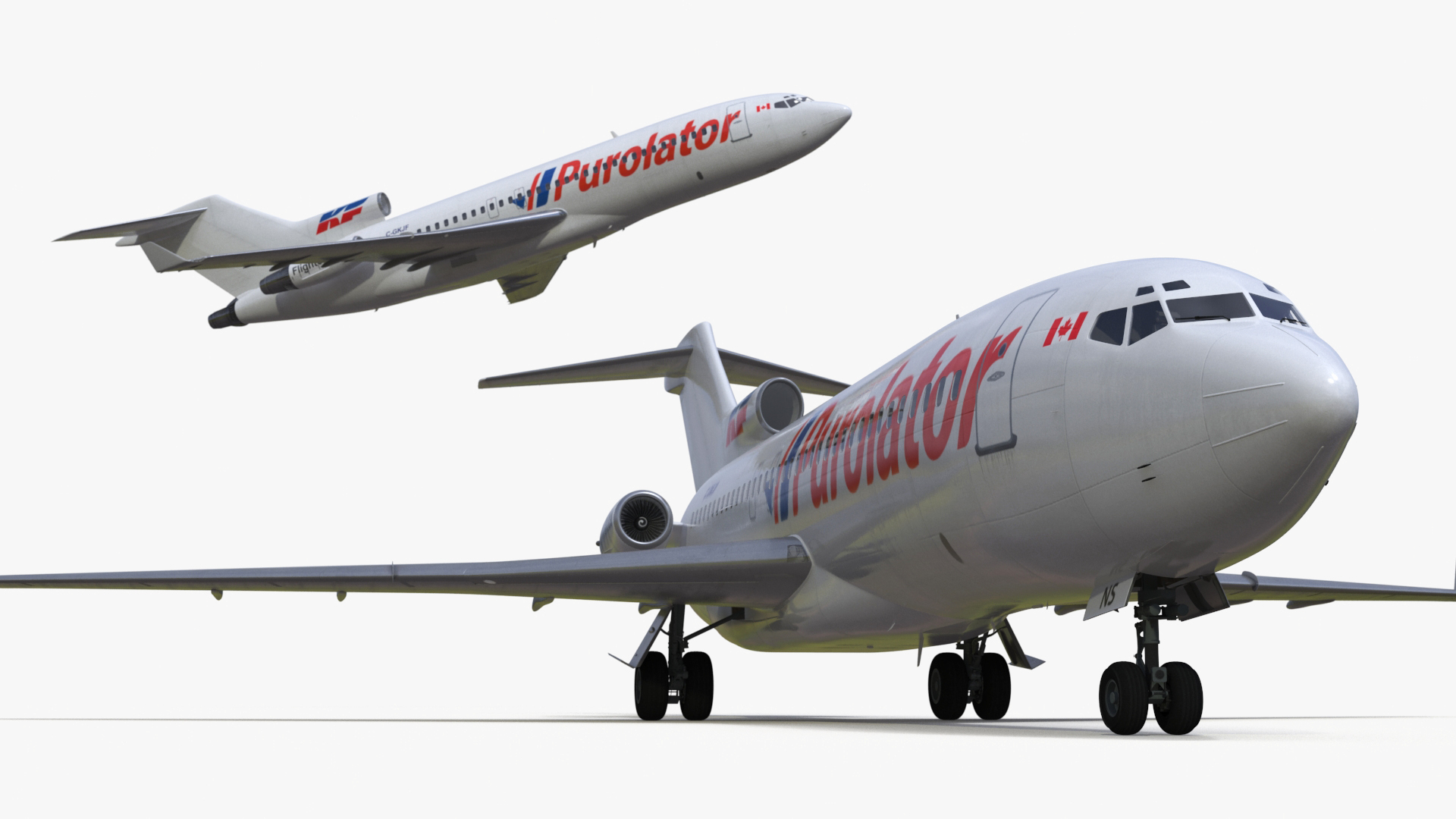 3D Boeing 727-100 Purolator Rigged