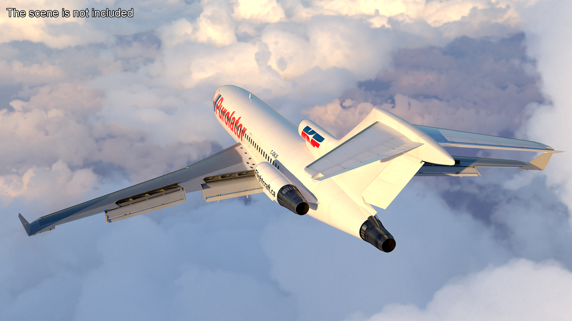 3D Boeing 727-100 Purolator Rigged