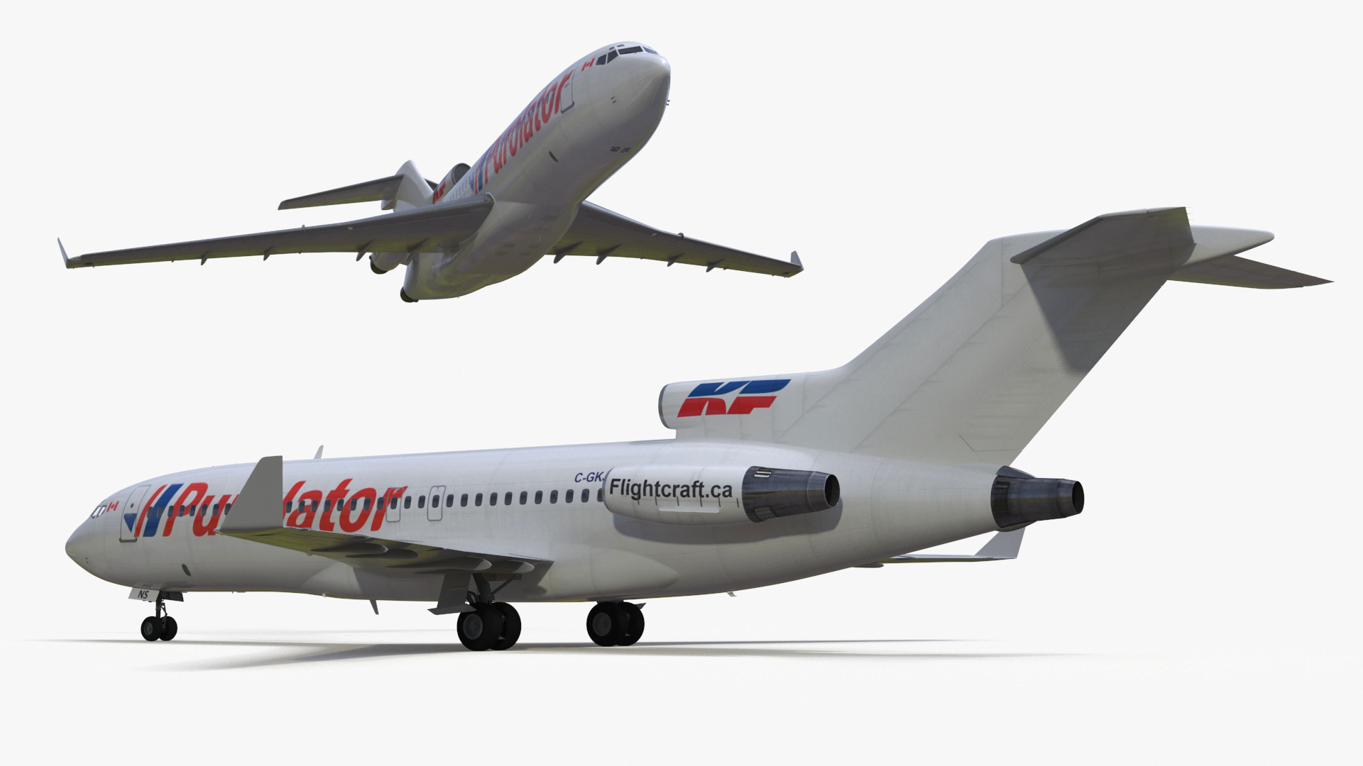 3D Boeing 727-100 Purolator Rigged