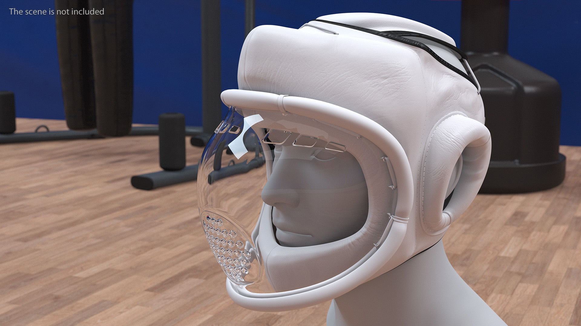 3D White Kudo Headguard on Mannequin Head model