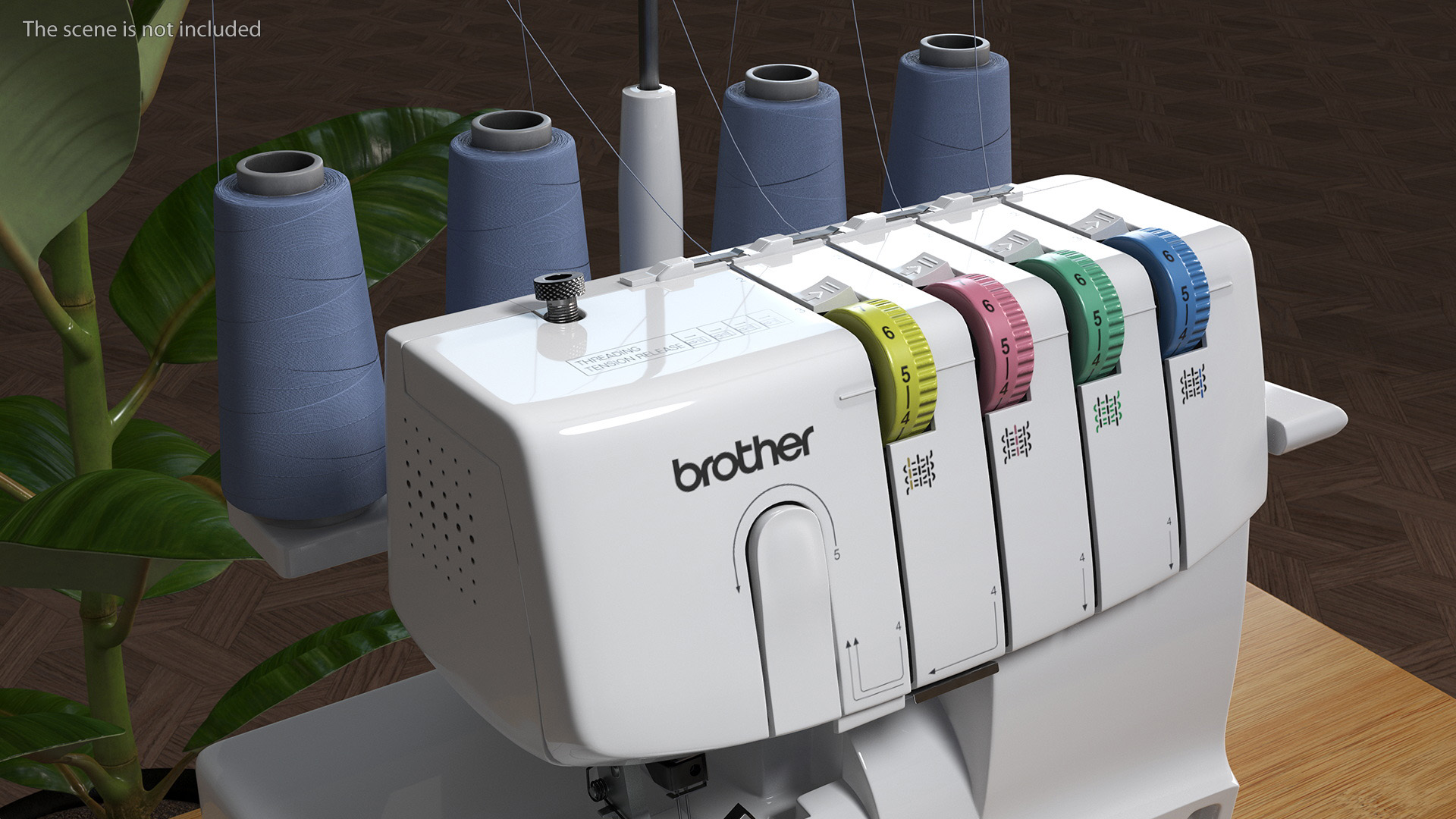 Serger Machine Brother 1034D with Thread Spools 3D