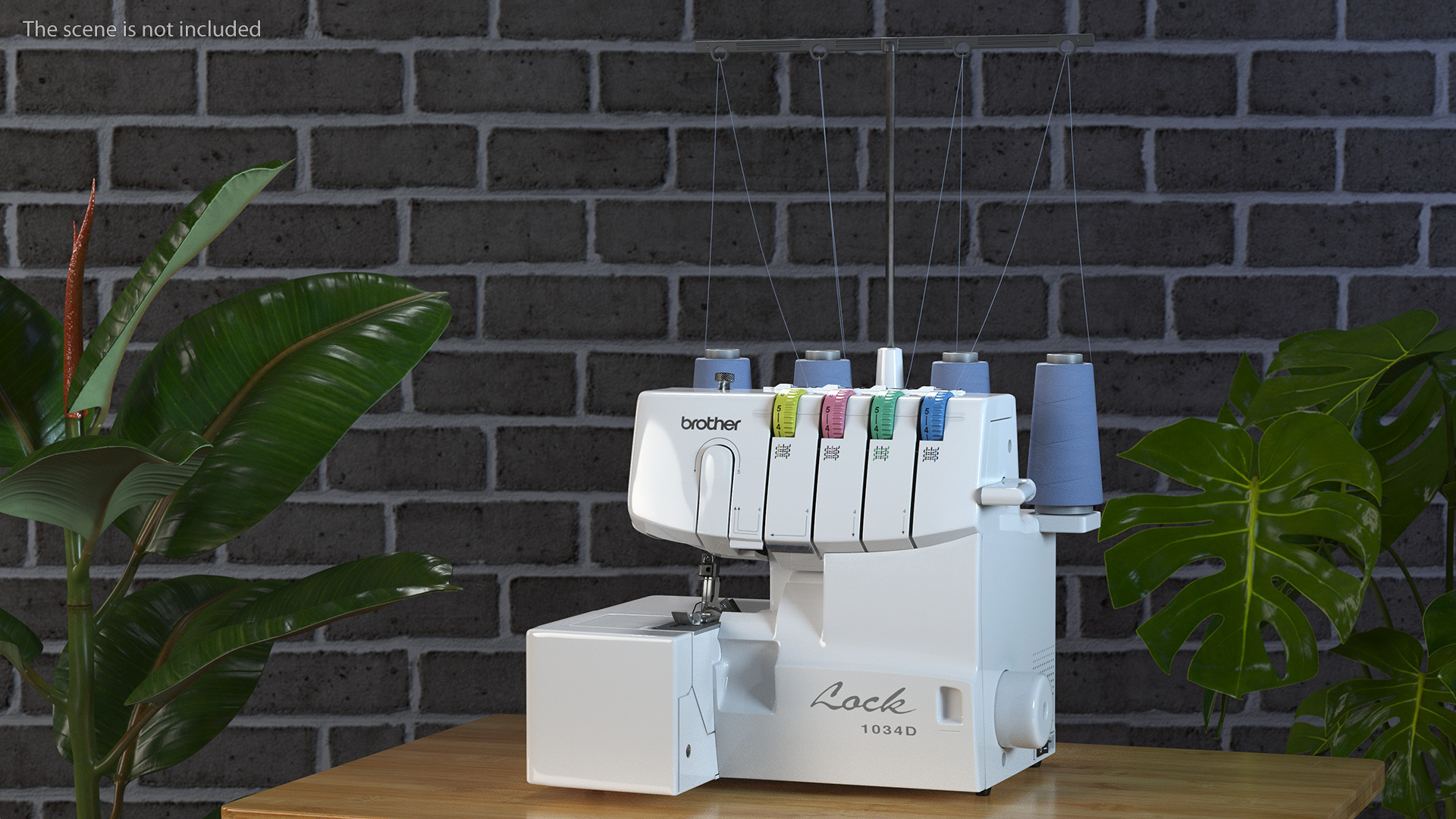 Serger Machine Brother 1034D with Thread Spools 3D